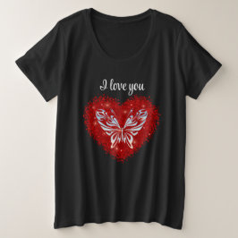 Red heart glitter butterfly