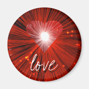 Red Heart 'love' round frigorífico imán