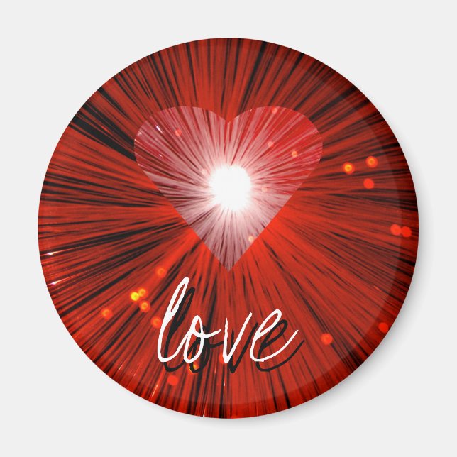 Red Heart 'love' round frigorífico imán (Frente)