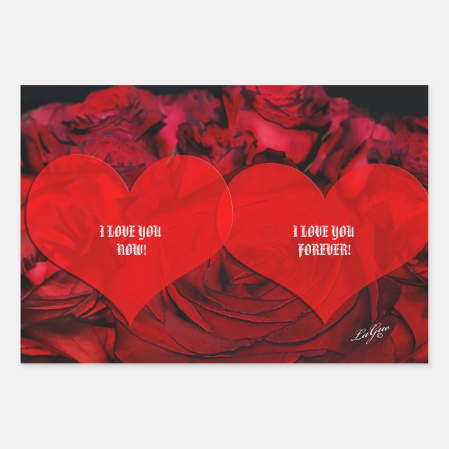 Red HEART y papel envolvente de ROSAS (Anverso)