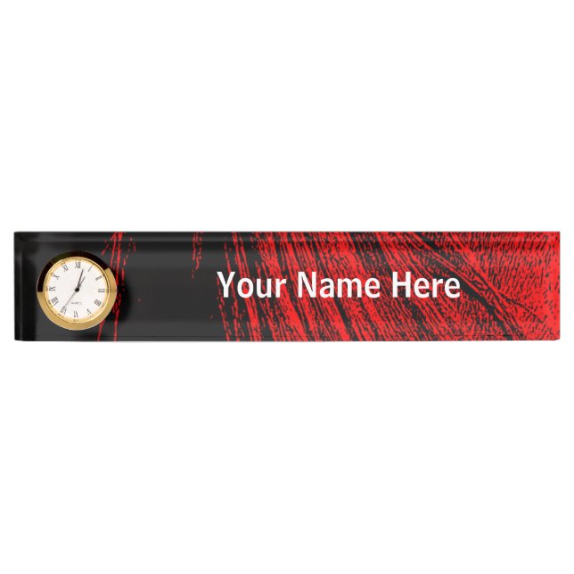 Red Horse Mane Abstract Desk Nombre Placa (Anverso)