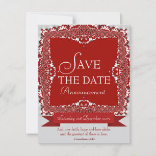 Red Lace Save the Date Boda Invitación