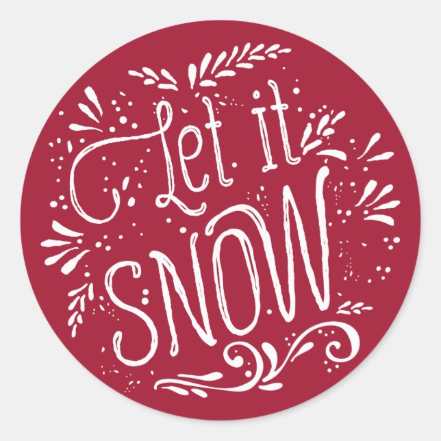 Red Let It Snow Rústica Calligraphy Pegatina (Anverso)