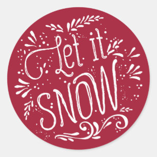 Red Let It Snow Rústica Calligraphy Pegatina