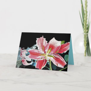 Red Lilies Lily Floral Watercolor Tarjeta de cumpl