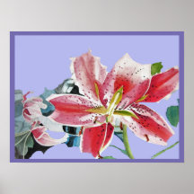 Red Lily Watercolor Flores Poster de Arte Floral