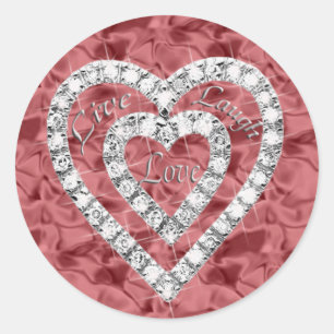 Red Live Laugh Love Diamond Heart Pegatinas