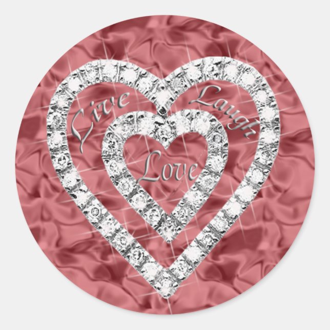 Red Live Laugh Love Diamond Heart Pegatinas (Anverso)