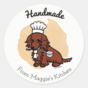 Red Long Haired Dachshund Chef Pegatina hecho a ma