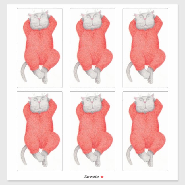RED LONG JOHNS CAT 14"X14" Pegatina de vinilo (Hoja)