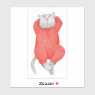 RED LONG JOHNS CAT 6"X6" Pegatina vinílico