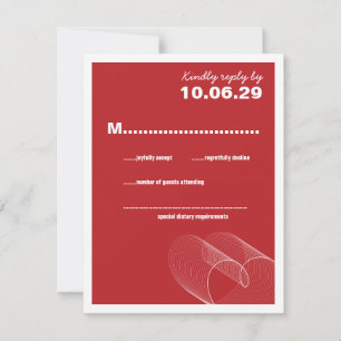 Red Loopy Love Lines Boda Tarjeta RSVP