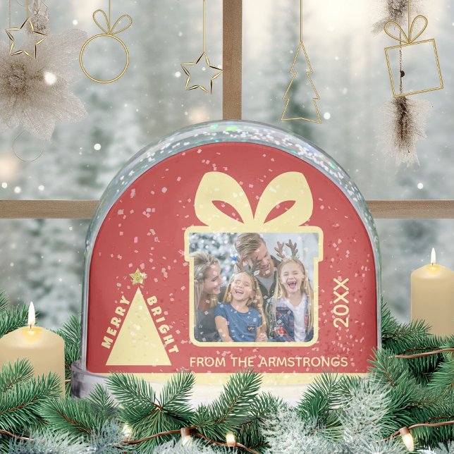 Red Minimalist Tree Gift Box Photo Keepsake (Red Minimalist Tree Gift Box Photo Keepsake Snow Globe ©Susanne Sachers - Sunny Mind 🌞)