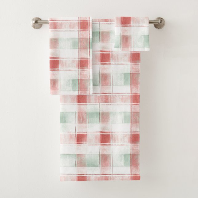 Red Mint Peppermint Mocha Plaid Stripes Christmas (In situ)