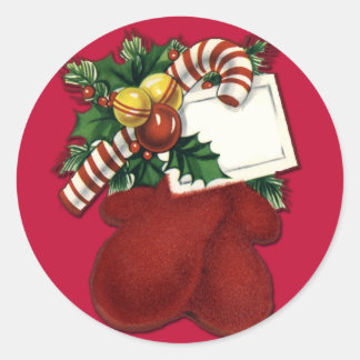 Red Mittens Gift Tag Pegatinas