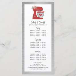 Red Mixer Bakery Pastry Chef Dessert Menu