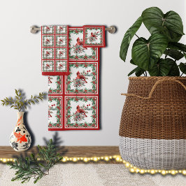 Red Mockingbird Poinsettia Borders Red