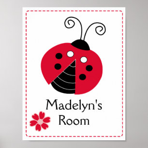 Red Mod Ladybug Chica Sala Personalizado de arte