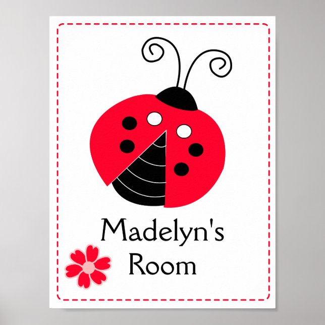 Red Mod Ladybug Chica Sala Personalizado de arte (Frente)