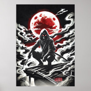 Red Moon Shinobi - Arte Ninja de Tatuaje de Anime 