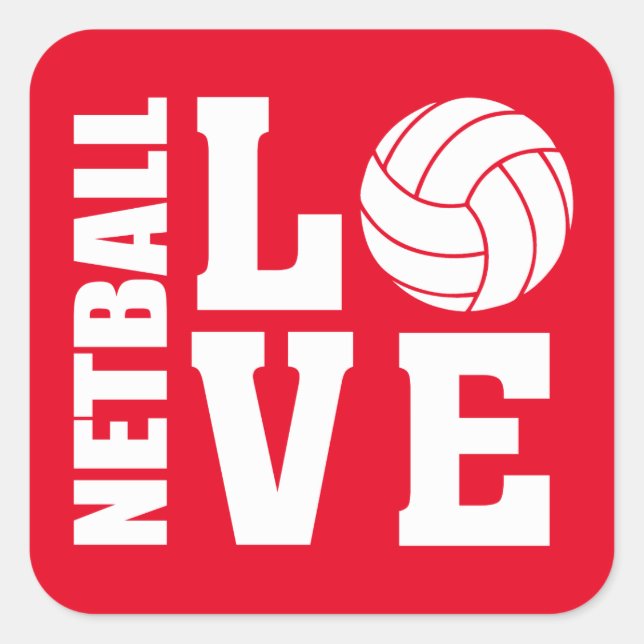 Red Netball Love Pegatinas (Anverso)