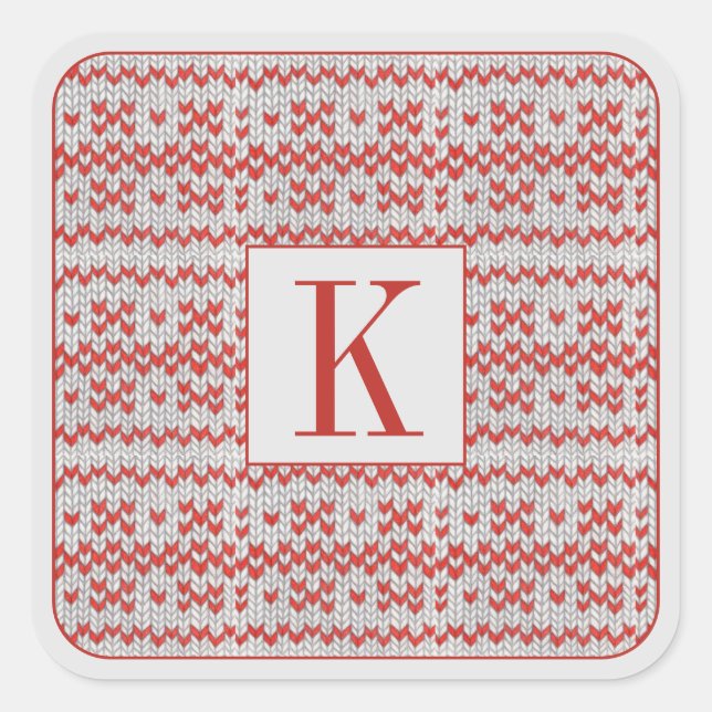 RED NORDIC KNIT Grandes Pegatinas cuadradas + Inic (Anverso)