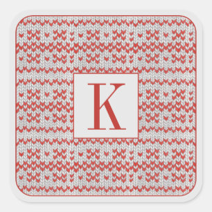 RED NORDIC KNIT Grandes Pegatinas cuadradas + Inic