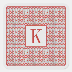 RED NORDIC KNIT Pequeños Pegatinas cuadrados + Ini