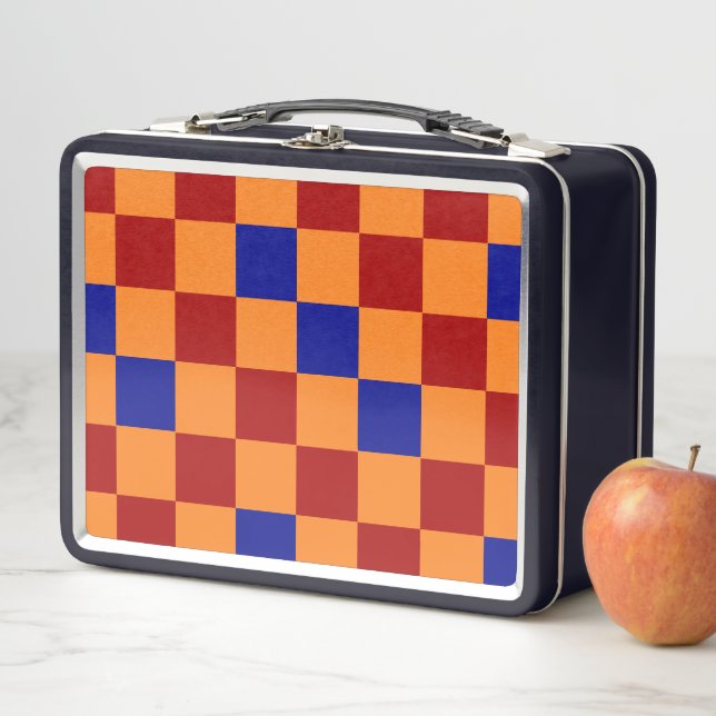 Red Orange Blue Checkered Pattern Design  (In situ)