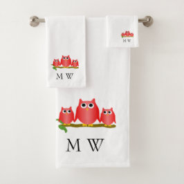 Red Owls Design Monogrammed