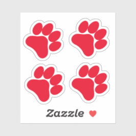 Red Paw Print - Set de 4 Paws Vinyl Pegatinas