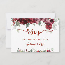 Red Peony Epiphany Boda Mail Back RSVP Card