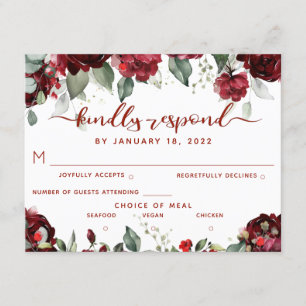 Red Peony Epiphany RSVP Kindly Responder postal