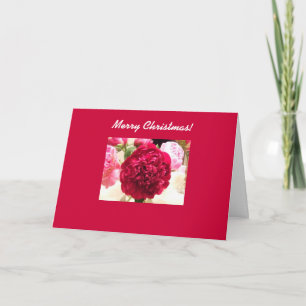Red Peony Peonies Flores Flores Tarjeta de Navidad