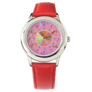 Red Pink Fun Color del Corazón Reloj de Rueda