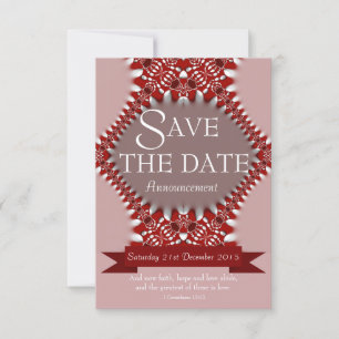 Red Pink Lace Save the Date Boda Invitación