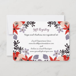 Red Pink Lilac Regalo Registro Tarjeta de Gabinete