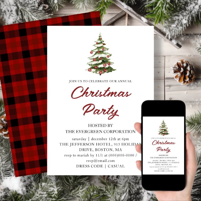 Red Plaid | Árbol de Navidad | Invitación de vacac (Subido por el creador)