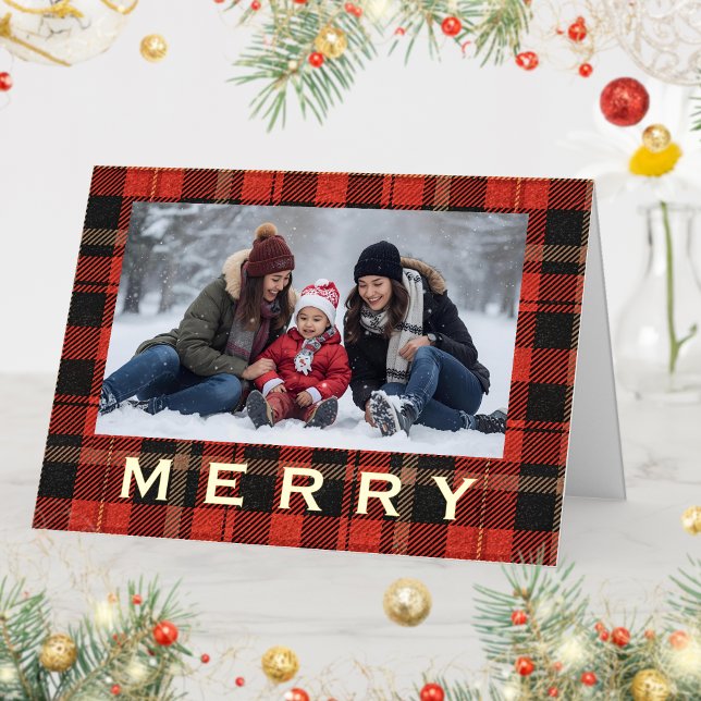Red Plaid Family and Friends Cozy Merry Gold Text (Subido por el creador)
