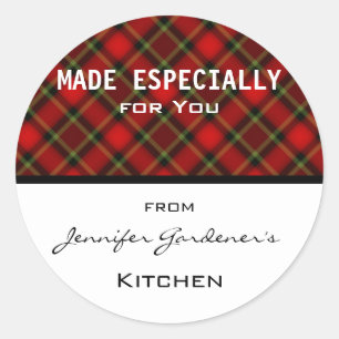 Red Plaid Jar Pegatina