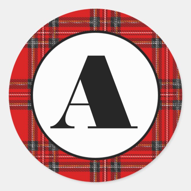 Red Plaid - Pegatina Círculo (Anverso)
