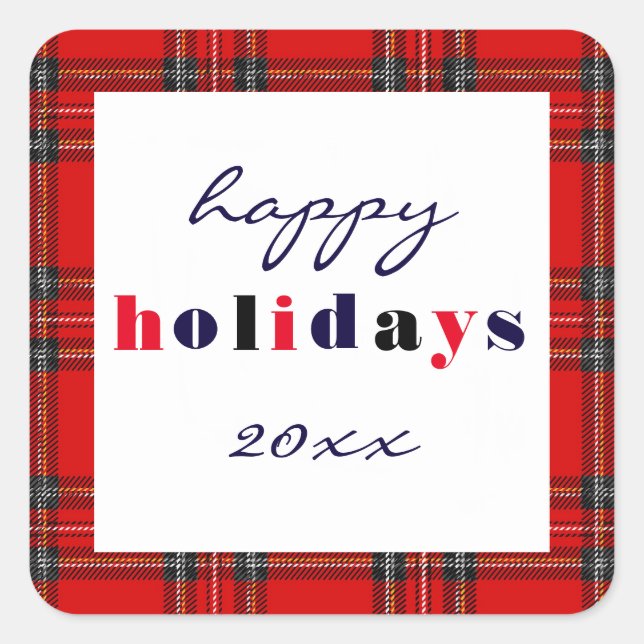 Red Plaid - Pegatina cuadrado (Anverso)