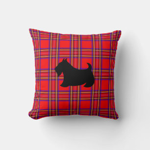 Red Plaid Scottish Terrier Scotty Dog Cojín decora