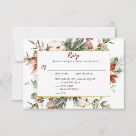 Red Poinsettia Evergreen Navidades Gold RSVP
