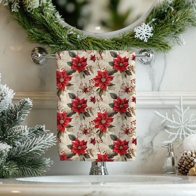 Red Poinsettia Tablecloth Classic Holiday Decor (Red Poinsettia Tablecloth Classic Holiday Decor)