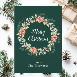 Red Poinsettia Wreath Feliz Navidad