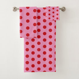 Red Polka Dots on Pink
