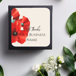 Red Poppy Gracias Pegatina Cuadrado