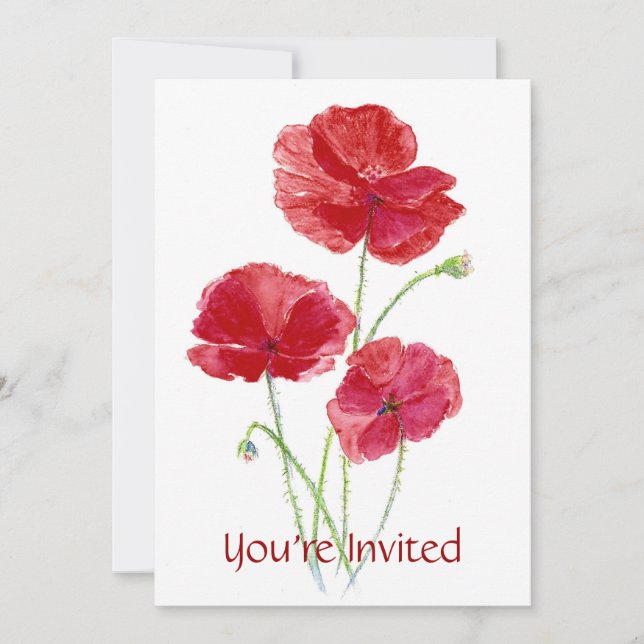 Red Poppy - Invitación del partido Personalizado (Anverso)