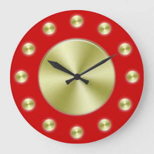 Red profunda y Golds Elegante reloj de pared